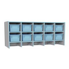 Rainbow Accents 10 Section Wall Mount Coat Locker with Trays , Coastal Blue