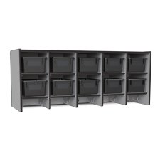 Rainbow Accents 10 Section Wall Mount Coat Locker with Trays , Black