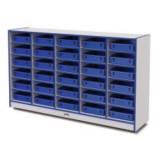 Rainbow Accents 30 Paper-Tray Mobile Storage with Paper-Trays, Blue