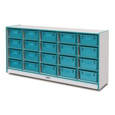 Rainbow Accents 20 Tub Mobile Storage with Tubs, Teal