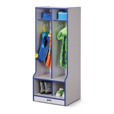 Rainbow Accents 2 Section Coat Locker with Step, Blue