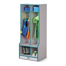 Rainbow Accents 2 Section Coat Locker with Step, Teal