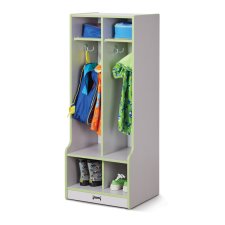 Rainbow Accents 2 Section Coat Locker with Step, Key Lime