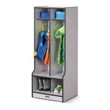 Rainbow Accents 2 Section Coat Locker with Step, Black