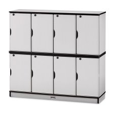 Rainbow Accents Stacking Lockable Lockers, Double Stack, Black