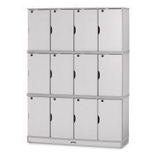 Rainbow Accents Stacking Lockable Lockers, Triple Stack, Gray