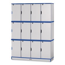 Rainbow Accents Stacking Lockable Lockers, Triple Stack, Blue