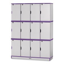 Rainbow Accents Stacking Lockable Lockers, Triple Stack, Purple