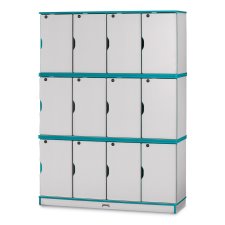 Rainbow Accents Stacking Lockable Lockers, Triple Stack, Teal