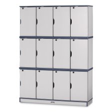 Rainbow Accents Stacking Lockable Lockers, Triple Stack, Navy