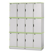 Rainbow Accents Stacking Lockable Lockers, Triple Stack, Key Lime