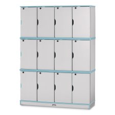 Rainbow Accents Stacking Lockable Lockers, Triple Stack, Coastal Blue