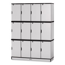 Rainbow Accents Stacking Lockable Lockers, Triple Stack, Black