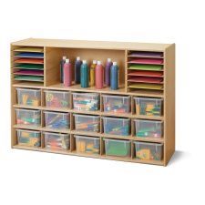 Young Time Sectional Cubbie-Tray Storage with Clear Bins