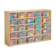 Young Time 25 Cubbie-Tray Storage with Clear Bins