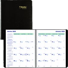 Blueline Essential 16 Month Monthly Diary, 9-1/4" x 7-1/4", Black