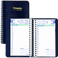 Blueline Essential Daily Diary, 6" x 3-1/2", Blue