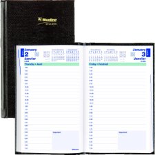Blueline Traditional Daily Diary, Hard Cover,  8" x 5", Black, Bilingual