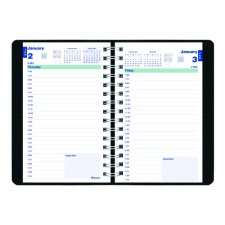 Blueline Essential Daily Diary, Soft Cover, 8" x 5", Black