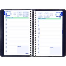 Blueline Essential Daily Diary, Soft Cover, 8" x 5", Blue, Bilingual