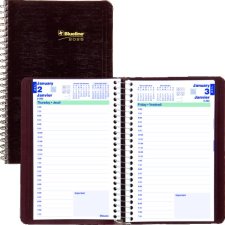 Blueline® Essential Daily Diary, Soft Cover, 8" x 5", Bilingual, Burgundy