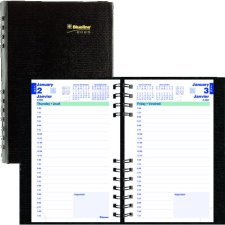Blueline CoilPro Daily Diary, 8" x 5", Black, Bilingual
