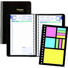 Blueline Essential PlannerPlus Daily Diary, 8" x 5", Black, Bilingual