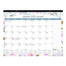 Blueline Monthly Desk Pad, 22" x 17",Floral Design, Bilingual