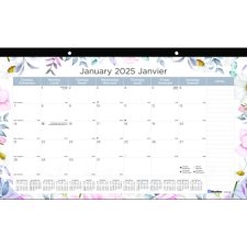 Blueline Monthly Desk Pad,  17-3/4" x 10-7/8", Floral Design, Bilingual
