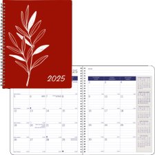 Blueline DuraGlobe Joyful Monthly Planner, 8-7/8" x 7-1/8", Red, Bilingual