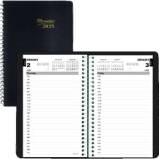 Brownline Essential Daily Planner, 8" x 5", Black