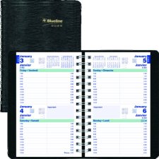 Blueline Essential Two Days Diary,8" x 5", Black, Bilingual