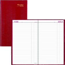Brownline Traditional Daily Journal, 13-3/8" x 7-7/8", Red