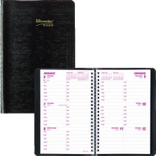 Brownline Essential Weekly Diary, 8" x 5", Black