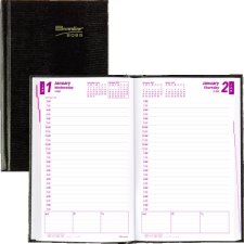 Brownline Traditional Daily Planner, 8" x 5", Black