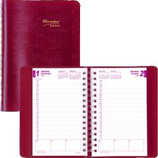 Brownline Essential Daily Diary, 8" x 5", Red