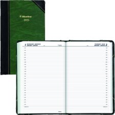 Blueline Traditional Daily Diary, 13-3/8" x 8", Green, Bilingual