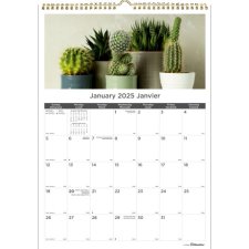 Blueline Succulent Plants Wall Calendar, 12" x 17" Bilingual