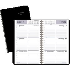AT-A-GLANCE® Weekly Desk Diary, 8-3/16 x 5-1/2, Bilingual, Black