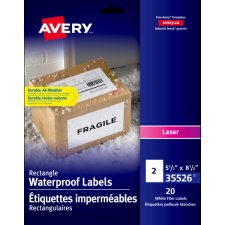Avery® Waterproof Labels, 5-1/2" x 8-1/2", Laser, 20/pkg