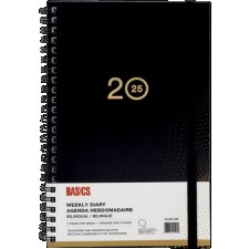 Basics® Weekly Diary Flexible Cover, 8" x 5", Bilingual, Black