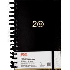 Basics® Daily Diary Flexible Cover, 8" x 5", Bilingual, Black