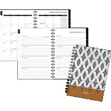 Cambridge® Adorn Weekly/Monthly Planner, 8-1/2" x 6", Bilingual, Black/White/Brown