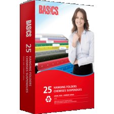 Basics® Coloured Hanging Folders, Legal, Standard Green, 25/box