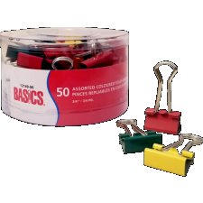 Basics® Fold-Back Clips, 3/4", Assorted Colours, 50/tub