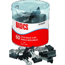 Basics® Fold-Back Clips, 1", 60/tub