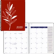 Blueline DuraGlobe Joyful Monthly Planner, 8-7/8" x 7-1/8", Red, Bilingual