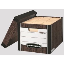 Bankers Box R-Kive Storage Boxes, Woodgrain, 4/pkg