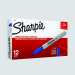 Sharpie&reg; Permanent Markers, Fine Tip, Blue, 12/box
