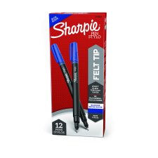Sharpie® Pens, Fine Tip, Blue, 12/box